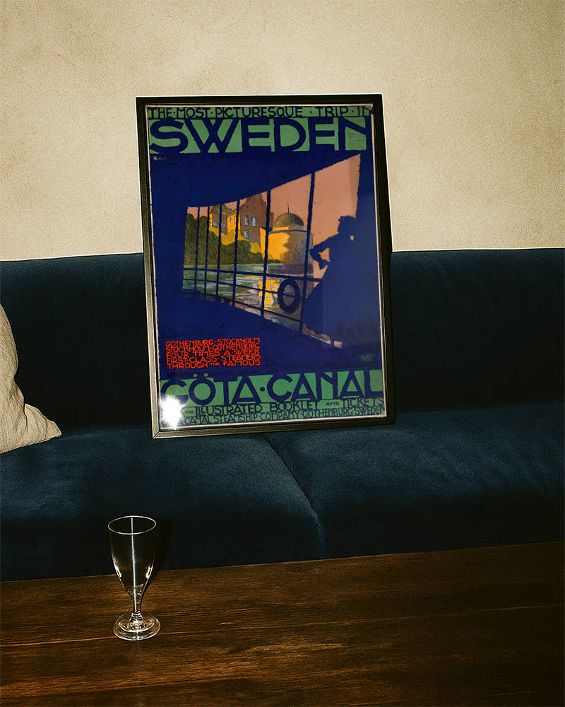 Vintage Schweden Poster mit Göta Kanal – Sweden Gotakanal Poster – FineArt Wandbild, moderne Kunst &amp; Fine Art Print von Spawnd, handgefertigt &amp; Made in Germany