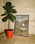 Vintage Schweiz Alpen Poster – Suisse Vallée du Rhône Poster – FineArt Wandbild, moderne Kunst & Fine Art Print von Spawnd, handgefertigt & Made in Germany