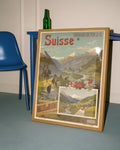 Vintage Schweiz Alpen Poster – Suisse Vallée du Rhône Poster – FineArt Wandbild, moderne Kunst & Fine Art Print von Spawnd, handgefertigt & Made in Germany