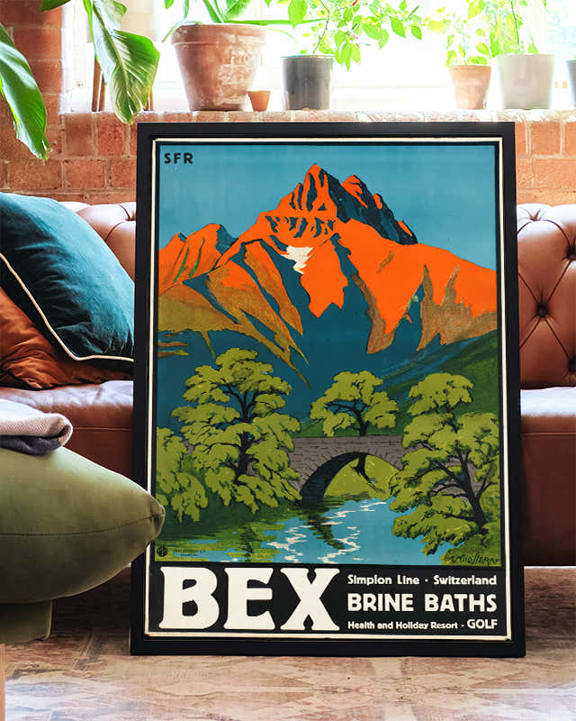 Vintage Schweiz Kurort Poster – Bex Brine Baths Poster – FineArt Wandbild, moderne Kunst & Fine Art Print von Spawnd, handgefertigt & Made in Germany