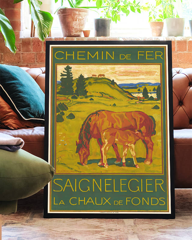 Vintage Schweiz Pferde Poster – Saignelegier Poster – FineArt Wandbild, moderne Kunst &amp; Fine Art Print von Spawnd, handgefertigt &amp; Made in Germany