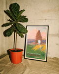Vintage Schweiz Poster mit Jura Landschaft & Kühen – Ste Croix Les Rasses Poster – FineArt Wandbild, moderne Kunst & Fine Art Print von Spawnd, handgefertigt & Made in Germany