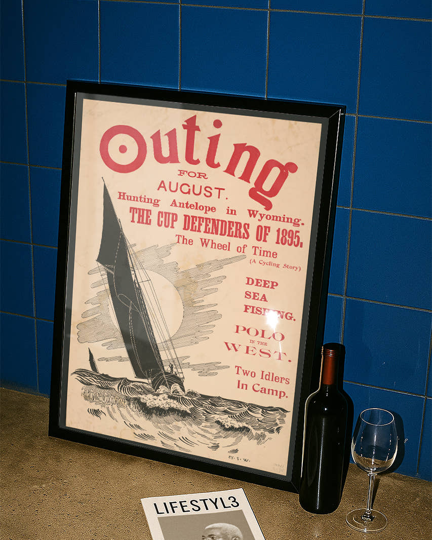 Vintage Segelboot Poster – Outing Magazin 1895 Poster – FineArt Wandbild, moderne Kunst &amp; Fine Art Print von Spawnd, handgefertigt &amp; Made in Germany