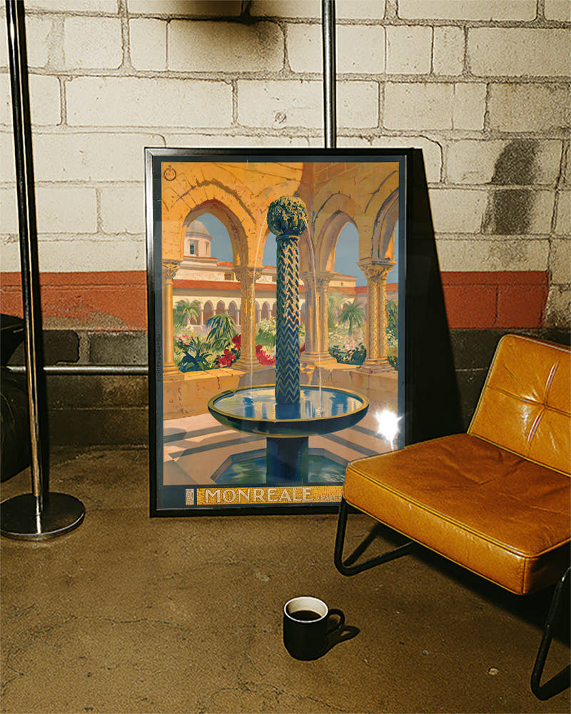 Vintage Sizilien Poster – Monreale bei Palermo Poster – FineArt Wandbild, moderne Kunst &amp; Fine Art Print von Spawnd, handgefertigt &amp; Made in Germany