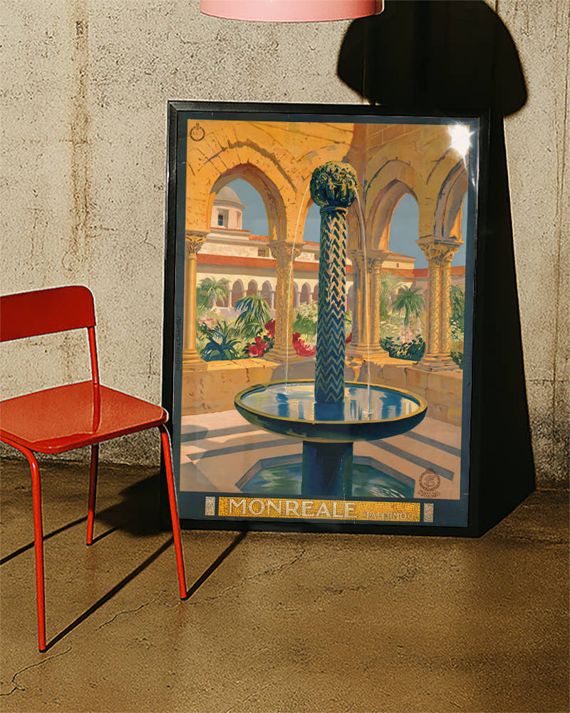 Vintage Sizilien Poster – Monreale bei Palermo Poster – FineArt Wandbild, moderne Kunst &amp; Fine Art Print von Spawnd, handgefertigt &amp; Made in Germany