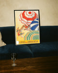 Vintage Spanien Strand Poster mit Sonnenschirm – Playas de Andalucía Poster – FineArt Wandbild, moderne Kunst & Fine Art Print von Spawnd, handgefertigt & Made in Germany