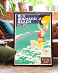 Vintage Strand Reiseplakat Poster – Old Orchard Beach Sunday Poster – FineArt Wandbild, moderne Kunst & Fine Art Print von Spawnd, handgefertigt & Made in Germany