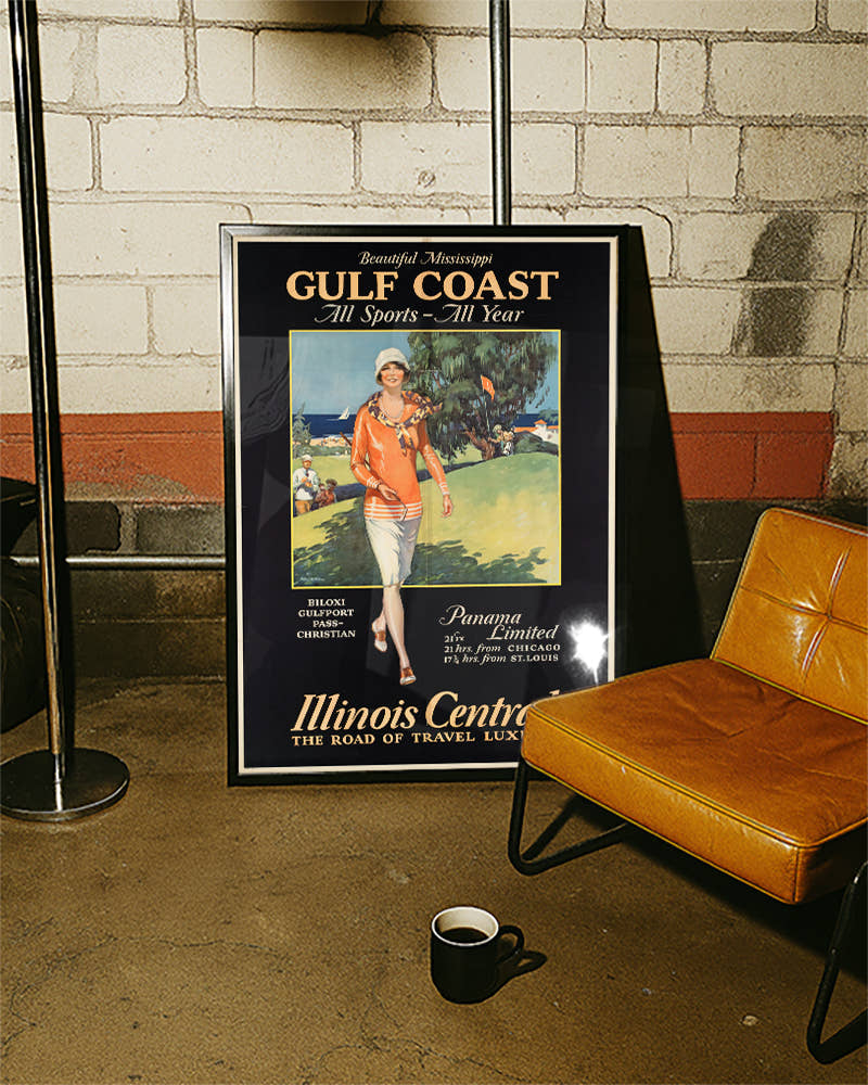 Vintage USA Poster – Mississippi Golfküste Gulf Coast Wandbil Poster – FineArt Wandbild, moderne Kunst &amp; Fine Art Print von Spawnd, handgefertigt &amp; Made in Germany
