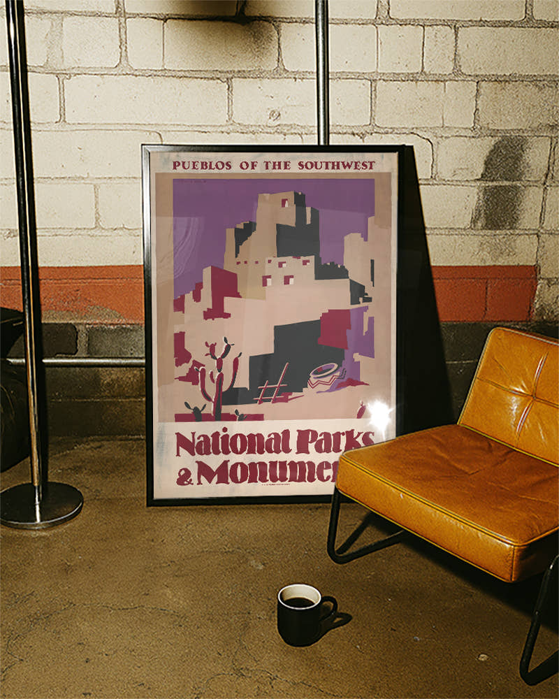 Vintage USA Poster – Pueblos Südwesten Poster – FineArt Wandbild, moderne Kunst &amp; Fine Art Print von Spawnd, handgefertigt &amp; Made in Germany