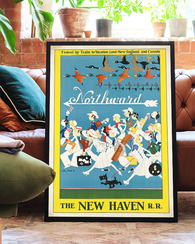 Vintage USA Reiseplakat Poster – Northward New Haven Poster – FineArt Wandbild, moderne Kunst &amp; Fine Art Print von Spawnd, handgefertigt &amp; Made in Germany