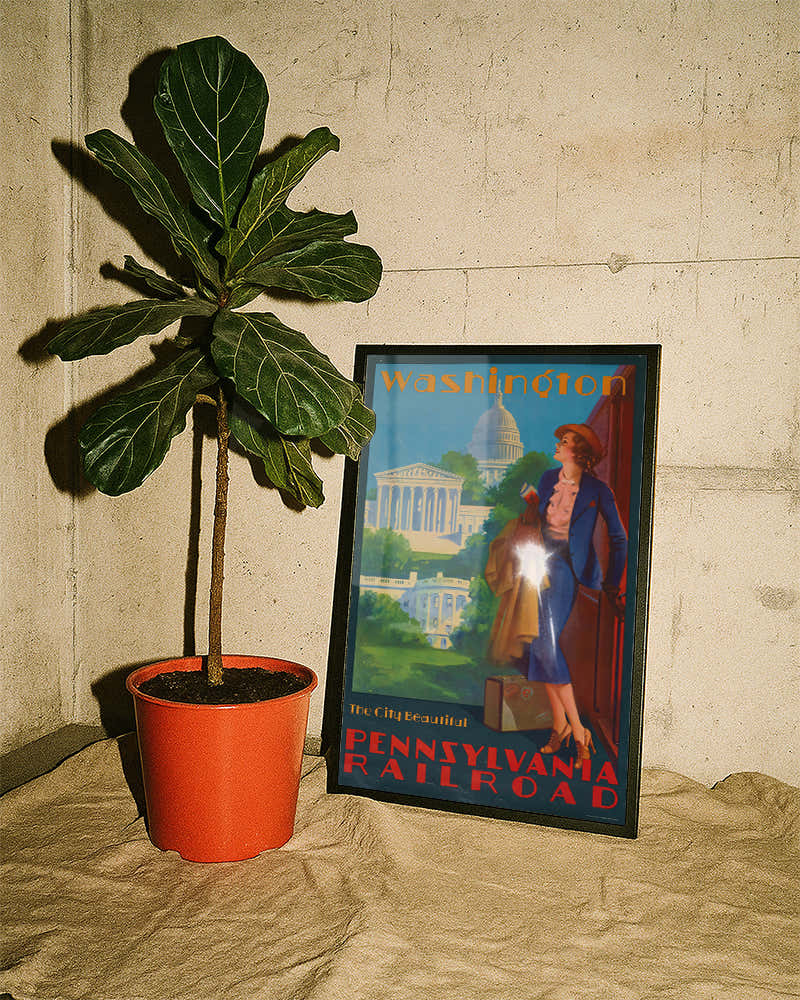Vintage Washington Poster – Pennsylvania Railroad USA Poster – FineArt Wandbild, moderne Kunst & Fine Art Print von Spawnd, handgefertigt & Made in Germany