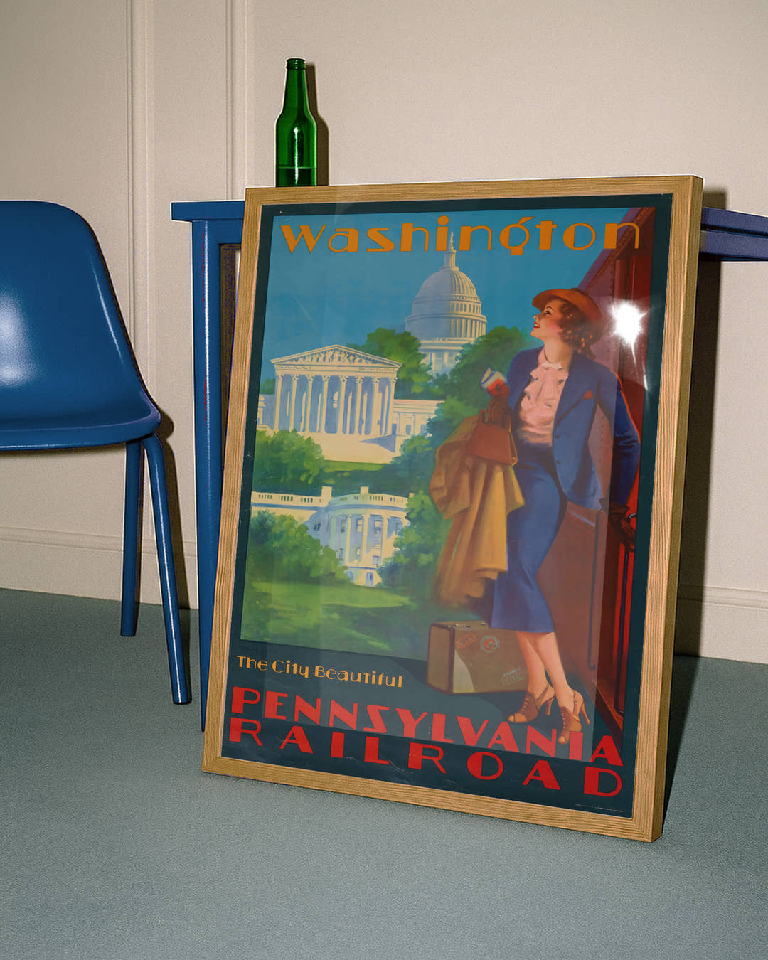 Vintage Washington Poster – Pennsylvania Railroad USA Poster – FineArt Wandbild, moderne Kunst &amp; Fine Art Print von Spawnd, handgefertigt &amp; Made in Germany