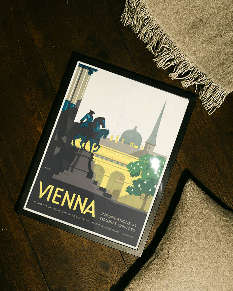 Titel: Vintage Wien Poster – Vienna Österreich Stadt Wandbild Poster – FineArt Wandbild, moderne Kunst &amp; Fine Art Print von Spawnd, handgefertigt &amp; Made in Germany