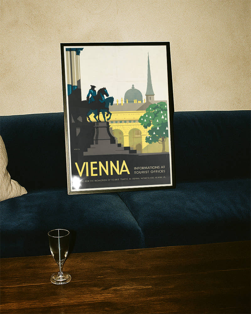 Titel: Vintage Wien Poster – Vienna Österreich Stadt Wandbild Poster – FineArt Wandbild, moderne Kunst &amp; Fine Art Print von Spawnd, handgefertigt &amp; Made in Germany