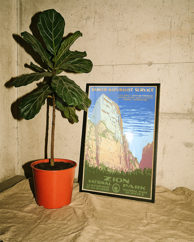 Vintage Zion Nationalpark Poster – Utah Klippen USA Poster – FineArt Wandbild, moderne Kunst & Fine Art Print von Spawnd, handgefertigt & Made in Germany