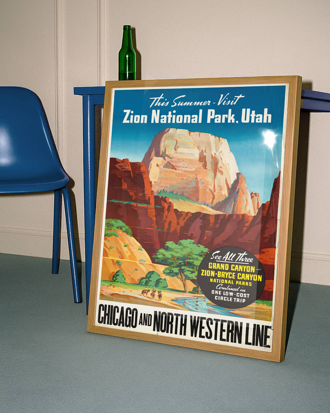 Vintage Zion Nationalpark Poster – Utah Rundreise Poster – FineArt Wandbild, moderne Kunst &amp; Fine Art Print von Spawnd, handgefertigt &amp; Made in Germany