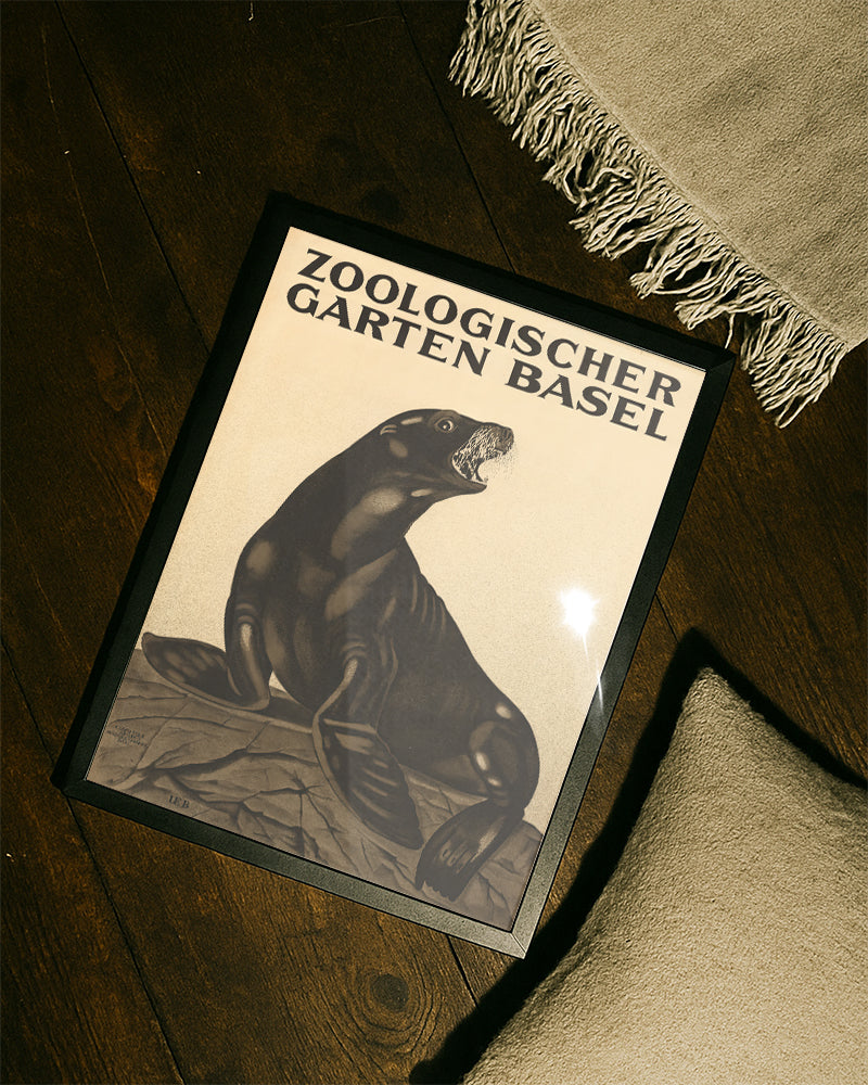 Vintage Zoo Basel Poster – Zoologischer Garten Basel Elefant Poster – FineArt Wandbild, moderne Kunst & Fine Art Print von Spawnd, handgefertigt & Made in Germany
